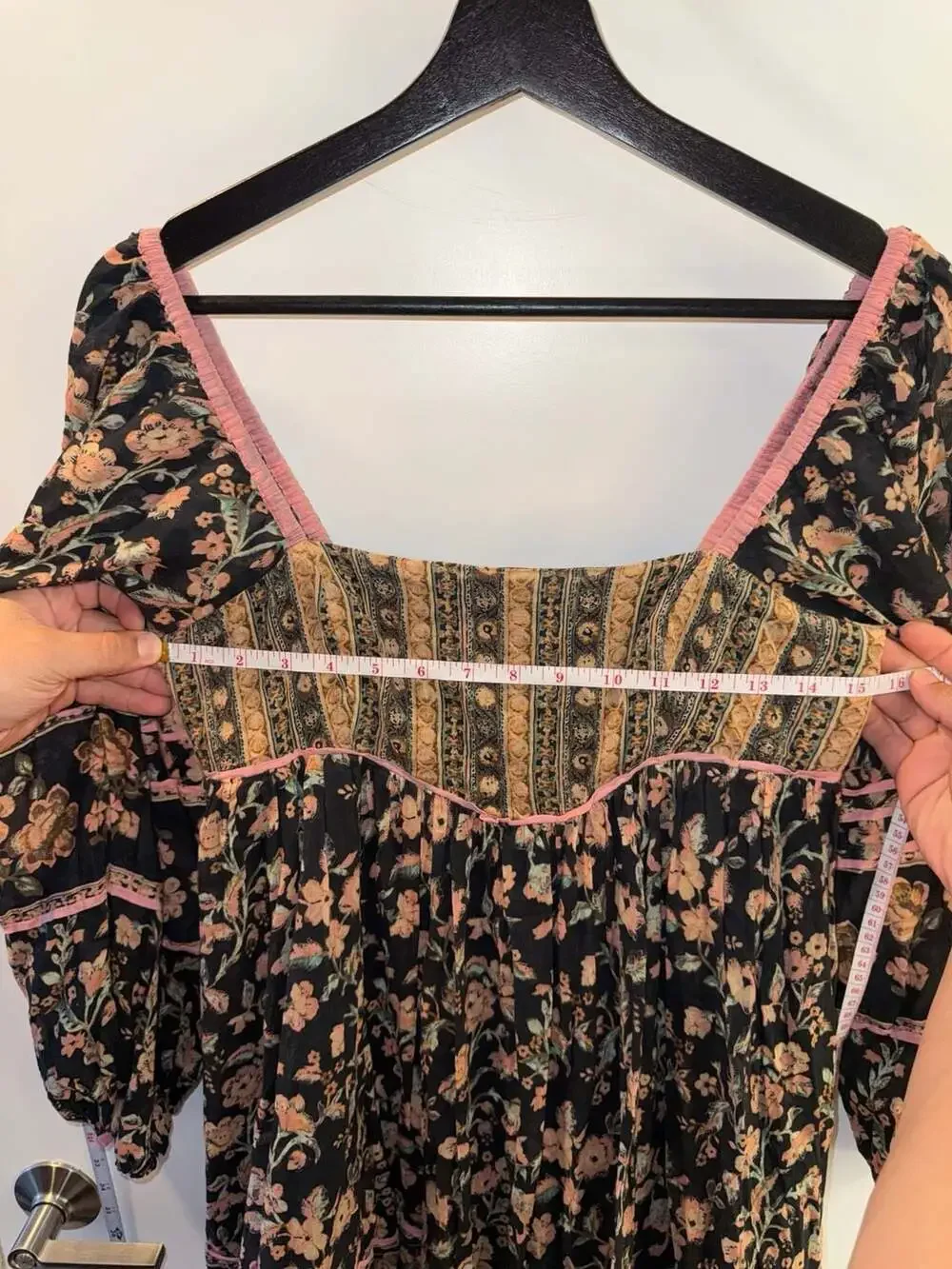 Free People Floral Print Square Neck Long Sleeve Blouse Size XS